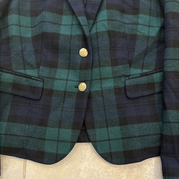 J Crew Schoolboy Blazer Womens Sz 10 Tartan Plaid Gold Buttons Academia NWT - Picture 5 of 12
